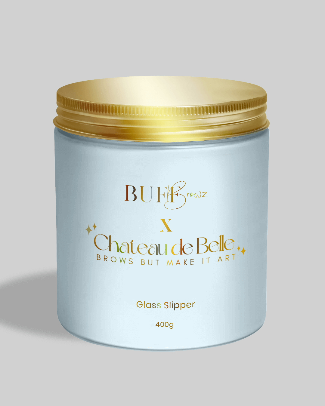 BUFF BROWZ X CHÂTEAU DE BELLE - "Brows But Make It Art" x Jelly Masks - Glaspantoffel
